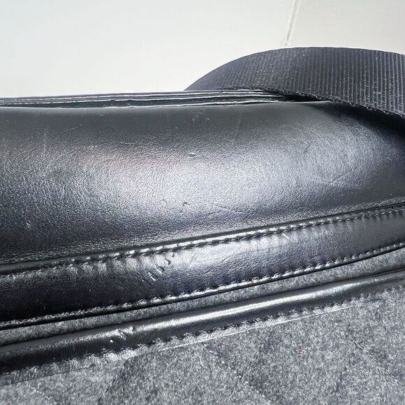 Knomo London Alfie Laptop Bag Briefcase Work Bag Black Leather Quilted Grey - Picture 10 of 11